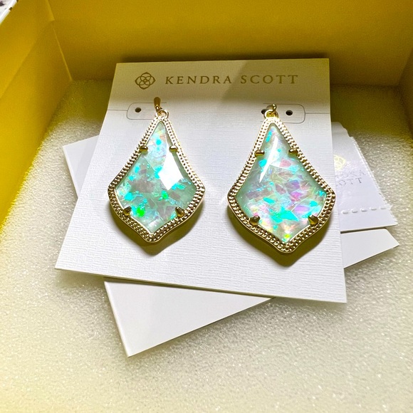 NWT Kendra Scott Alex Earrings Mint Illusion & Yellow Gold Rare & Retired GORG! - Picture 4 of 9